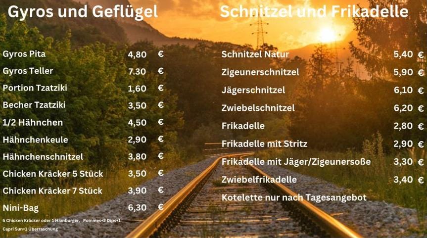 Speisekarte – Gyros und Geflügel, Schnitzel und Frikadelle